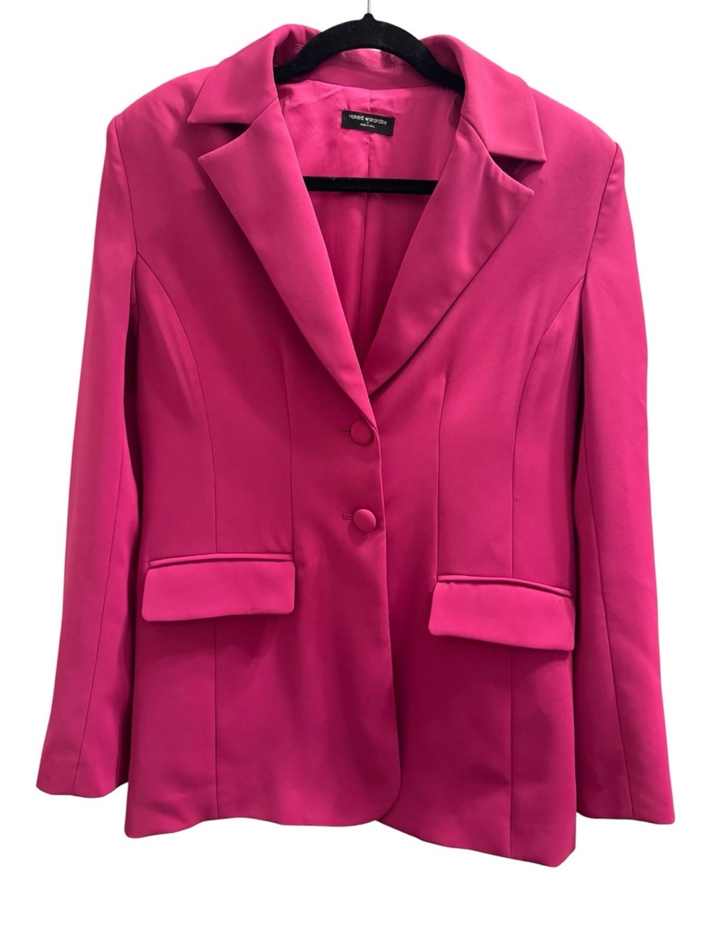 Naked Wardrobe Pur-Suit Me Oversized Blazer Fuchsia Pink Size S NWOT - Picture 3 of 10